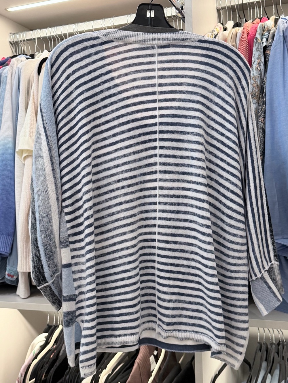 Elliott Lauren Lightweight Sweater Slouchy Blue Stripe 100% Cotton - M - Picture 11 of 11